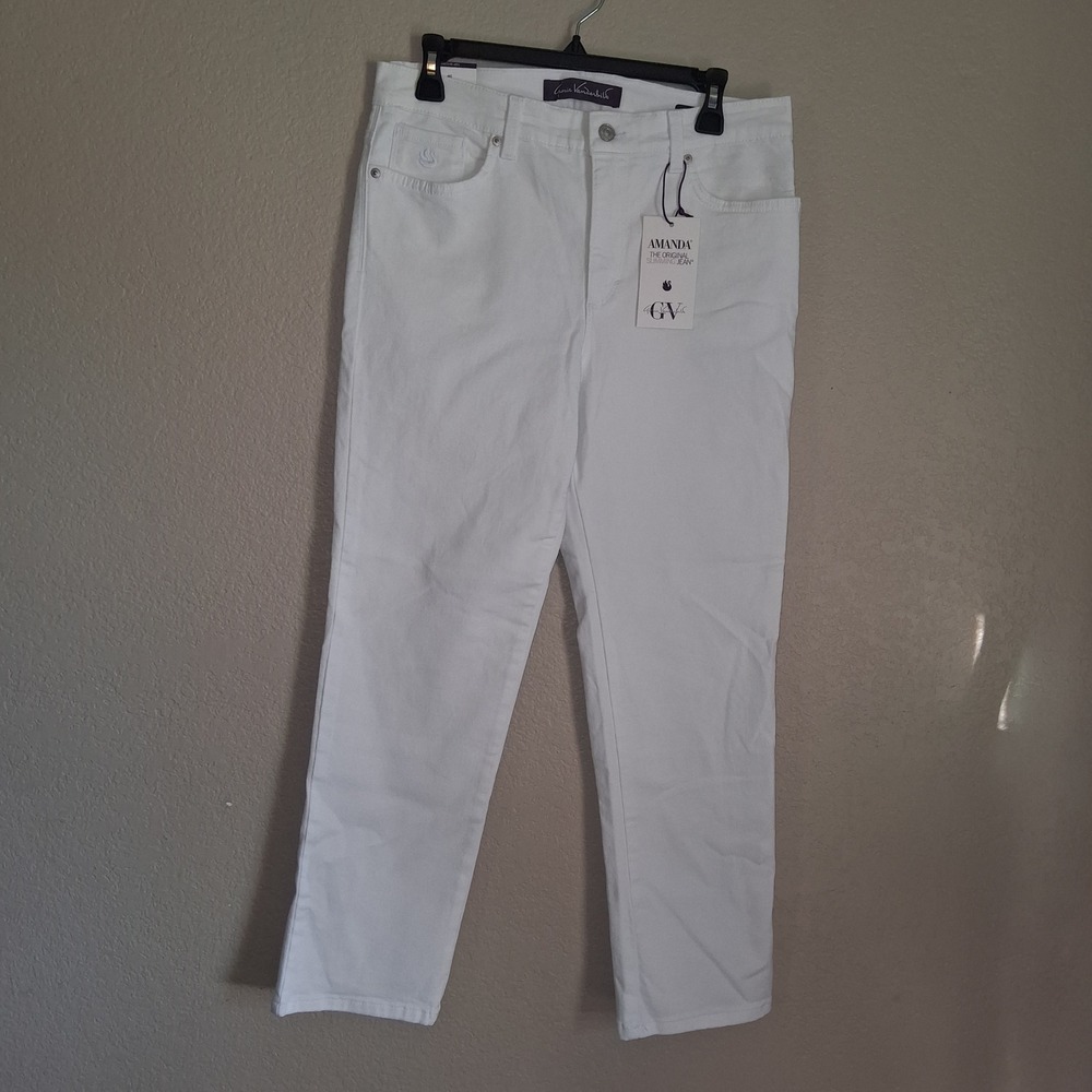 NWT Gloria Vanderbilt Amanda High Rise Tapered Jeans White 10P Short Coastal